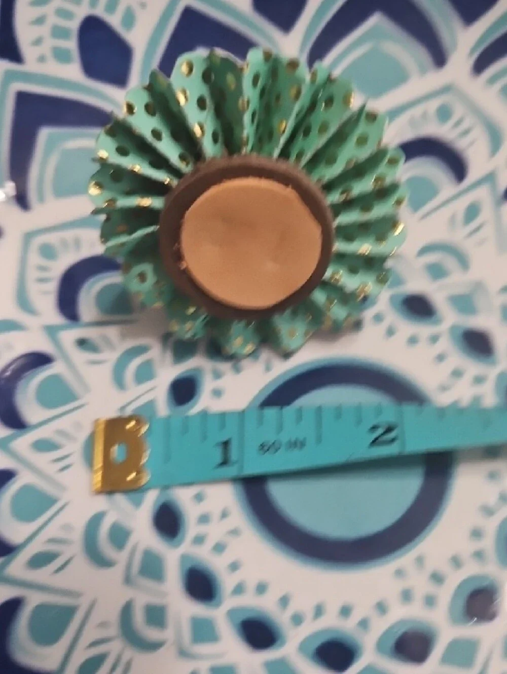 Hand Crafted Genuine Leathetlr Turquoise Polka Dot Flower Pet Collar Charm NEW